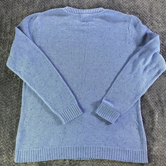 Croft And Barrow Women Sweater M Blue Heathered Nylon Blend Cable Knit Pullover - Picture 7 of 10